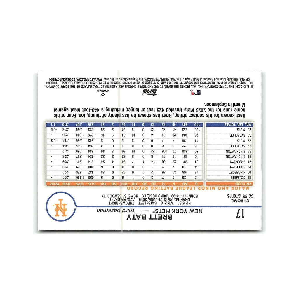 Brett Baty 2024 Topps Chrome #17 New York Mets Baseball Card NM