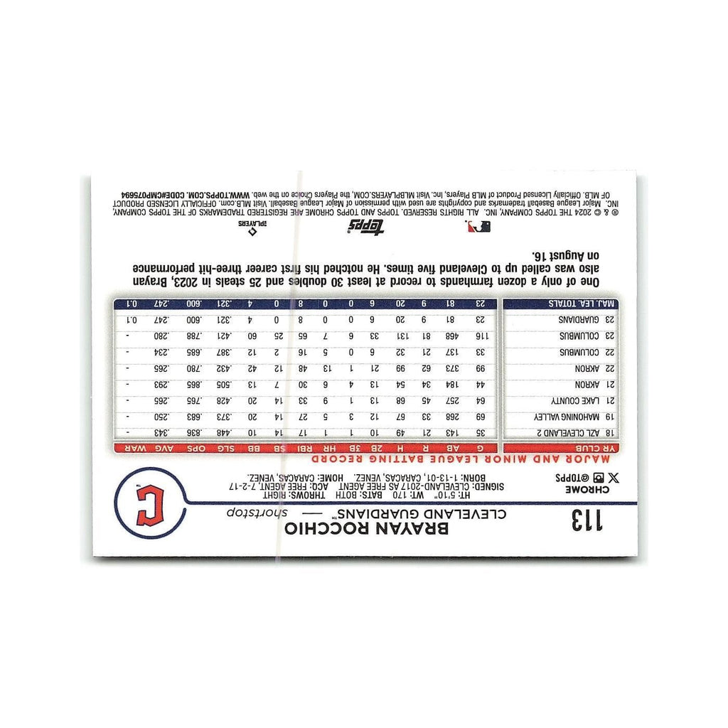 Brayan Rocchio 2024 Topps Chrome #113 Cleveland Guardians Baseball Card NM