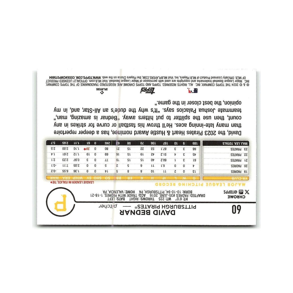 David Bednar 2024 Topps Chrome #60 Pittsburgh Pirates Baseball Card NM