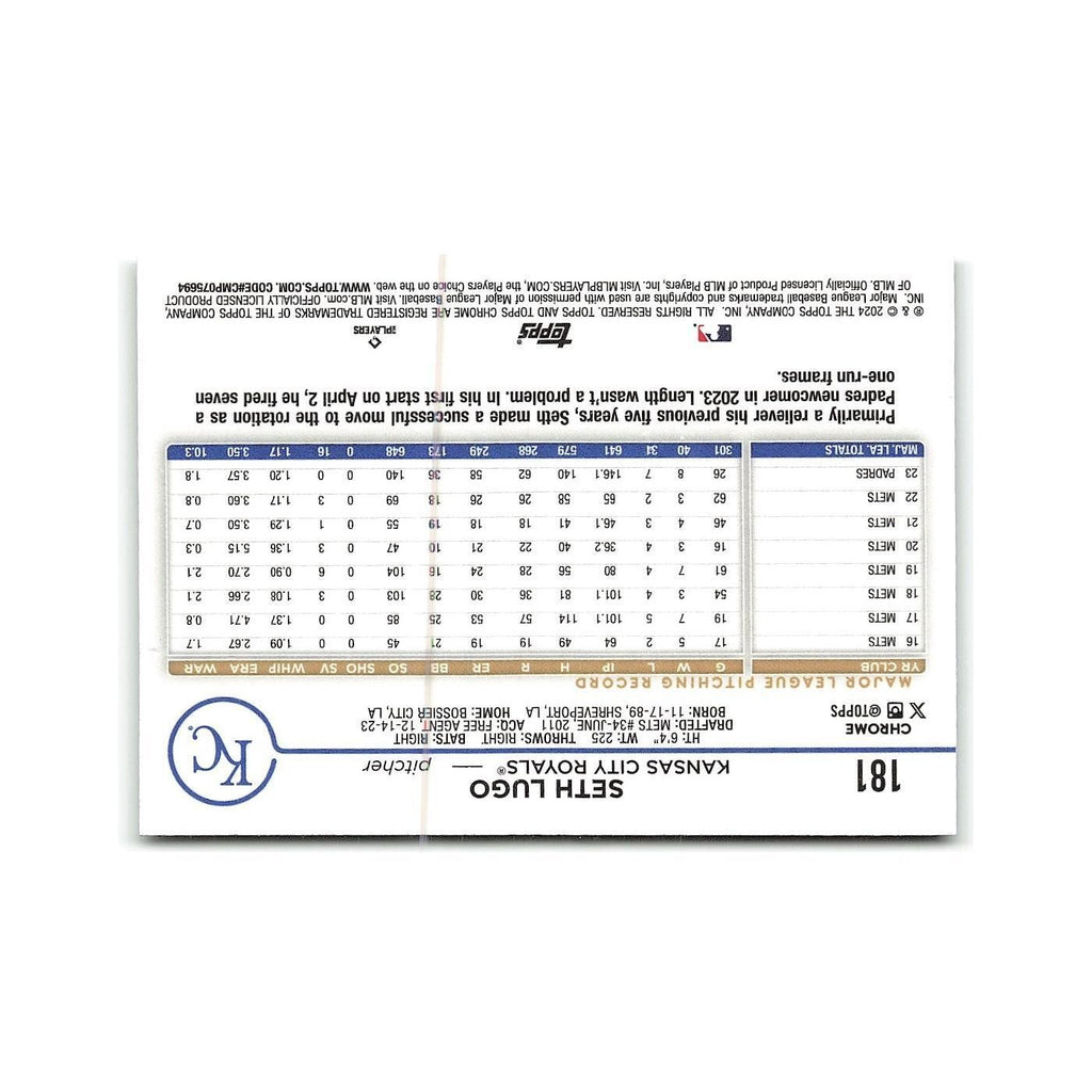 Seth Lugo 2024 Topps Chrome #181 Kansas City Royals Baseball Card NM