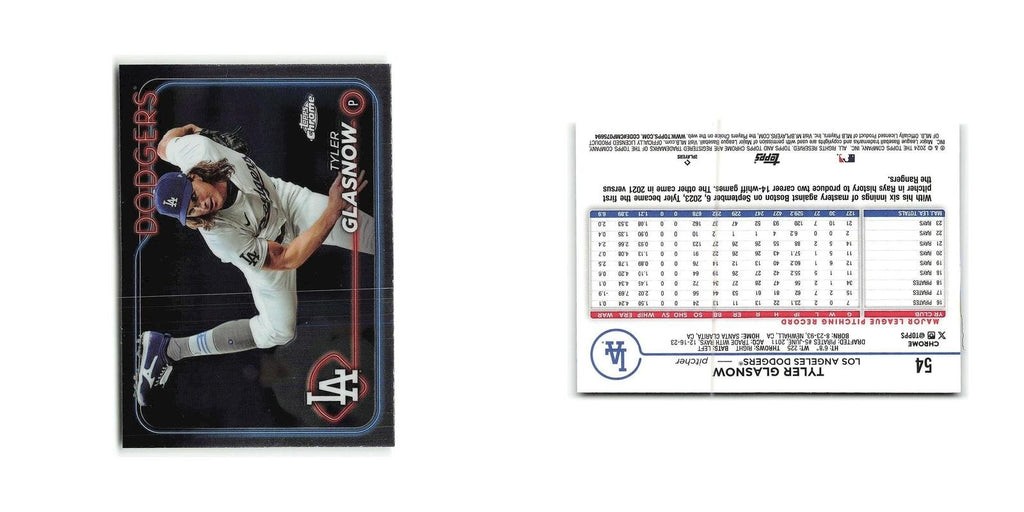 Tyler Glasnow 2024 Topps Chrome #54 Los Angeles Dodgers Baseball Card NM