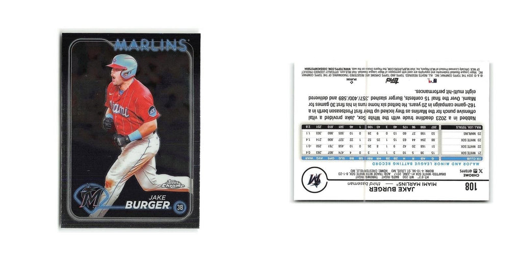 Jake Burger 2024 Topps Chrome #108 Miami Marlins Baseball Card NM