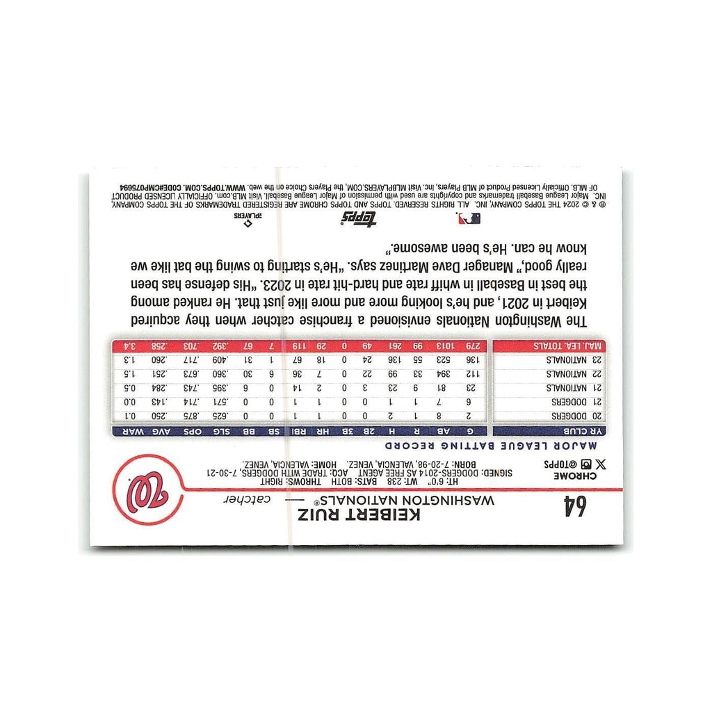 Keibert Ruiz 2024 Topps Chrome #64 Washington Nationals Baseball Card NM