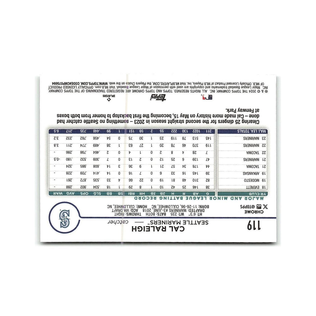 Cal Raleigh 2024 Topps Chrome #119 Seattle Mariners Baseball Card NM