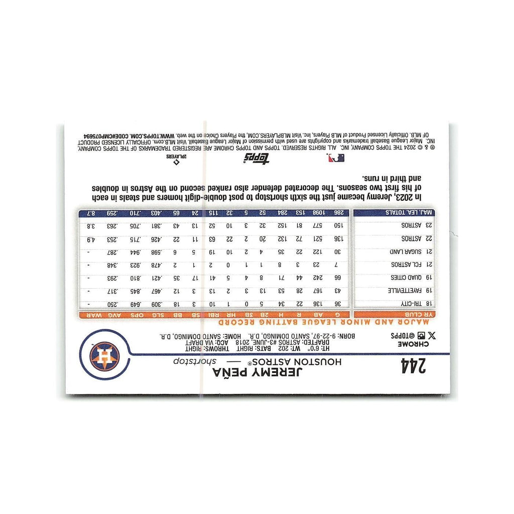 Jeremy Peña 2024 Topps Chrome #244 Houston Astros Baseball Card NM