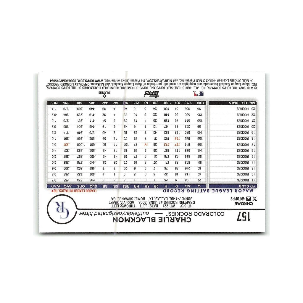 Charlie Blackmon 2024 Topps Chrome #157 Colorado Rockies Baseball Card NM