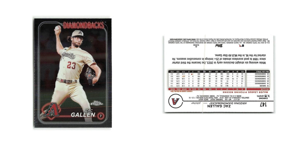 Zac Gallen 2024 Topps Chrome #147 Arizona Diamondbacks Baseball Card NM