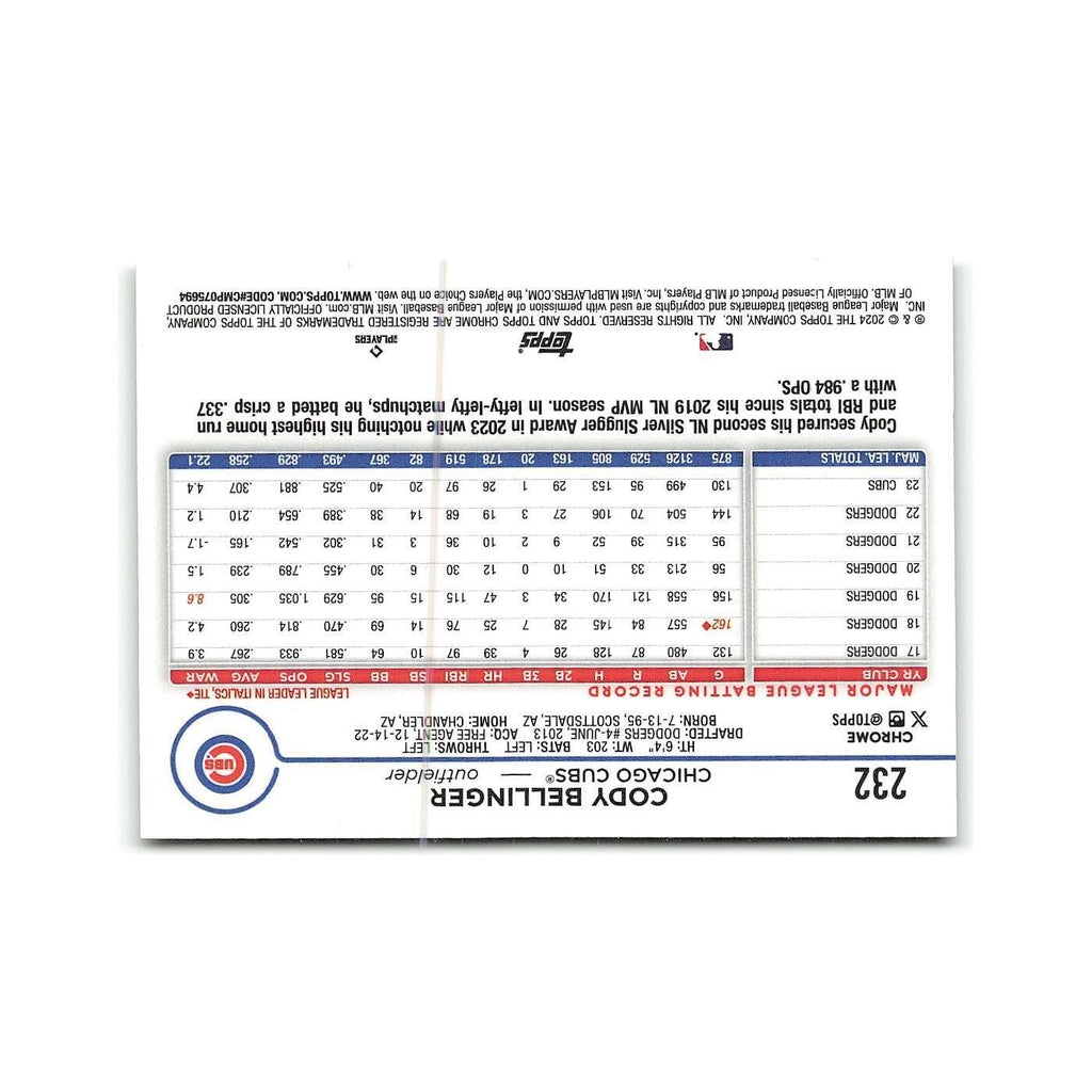 Cody Bellinger 2024 Topps Chrome #232 Chicago Cubs Baseball Card NM