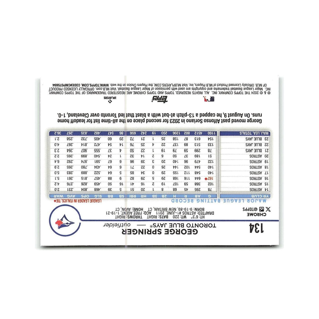 George Springer 2024 Topps Chrome #134 Toronto Blue Jays Baseball Card NM