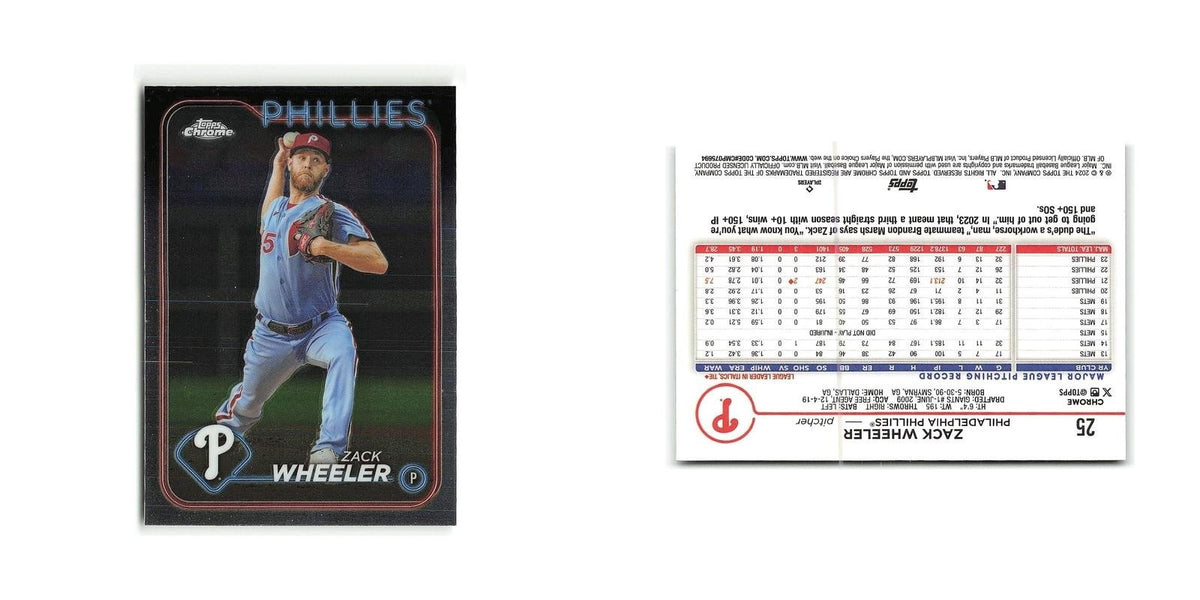 Zack Wheeler 2024 Topps Chrome #25 Philadelphia Phillies Baseball Card NM