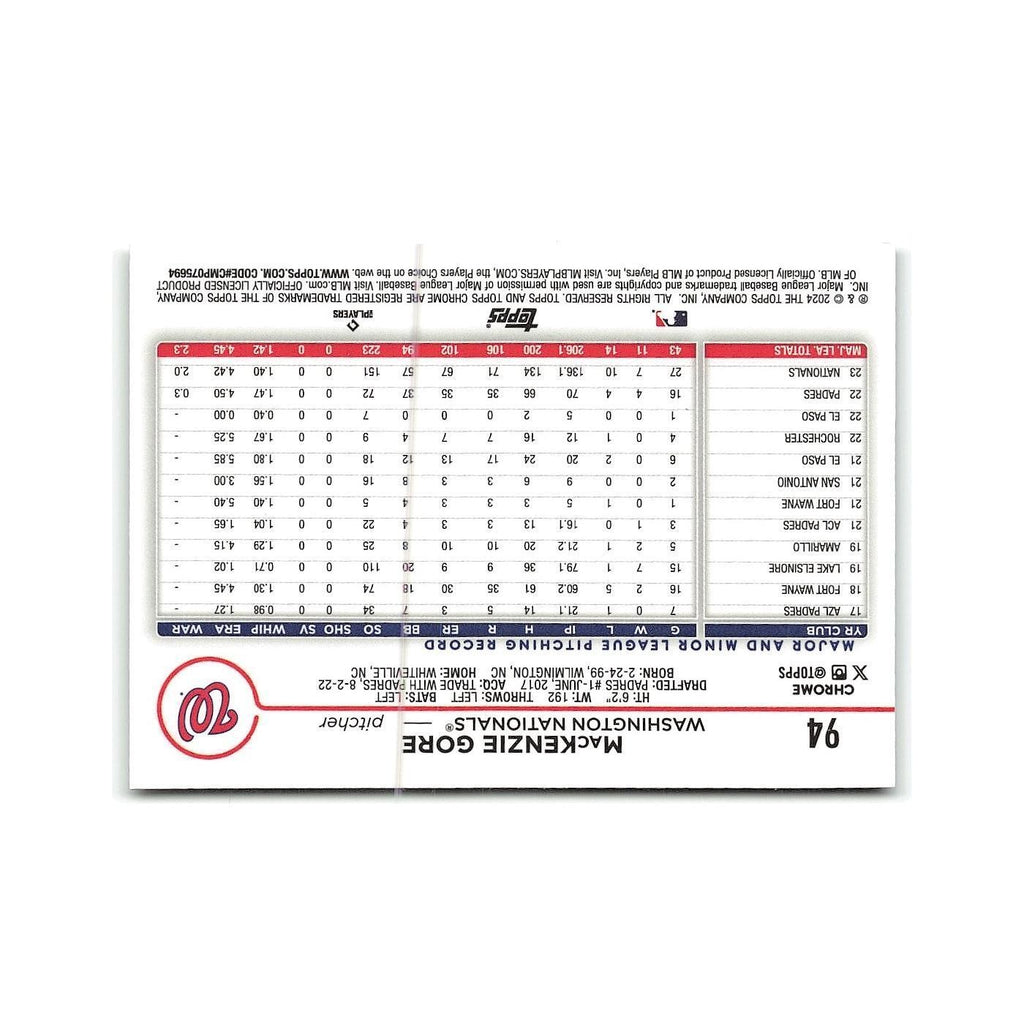 MacKenzie Gore 2024 Topps Chrome #94 Washington Nationals Baseball Card NM