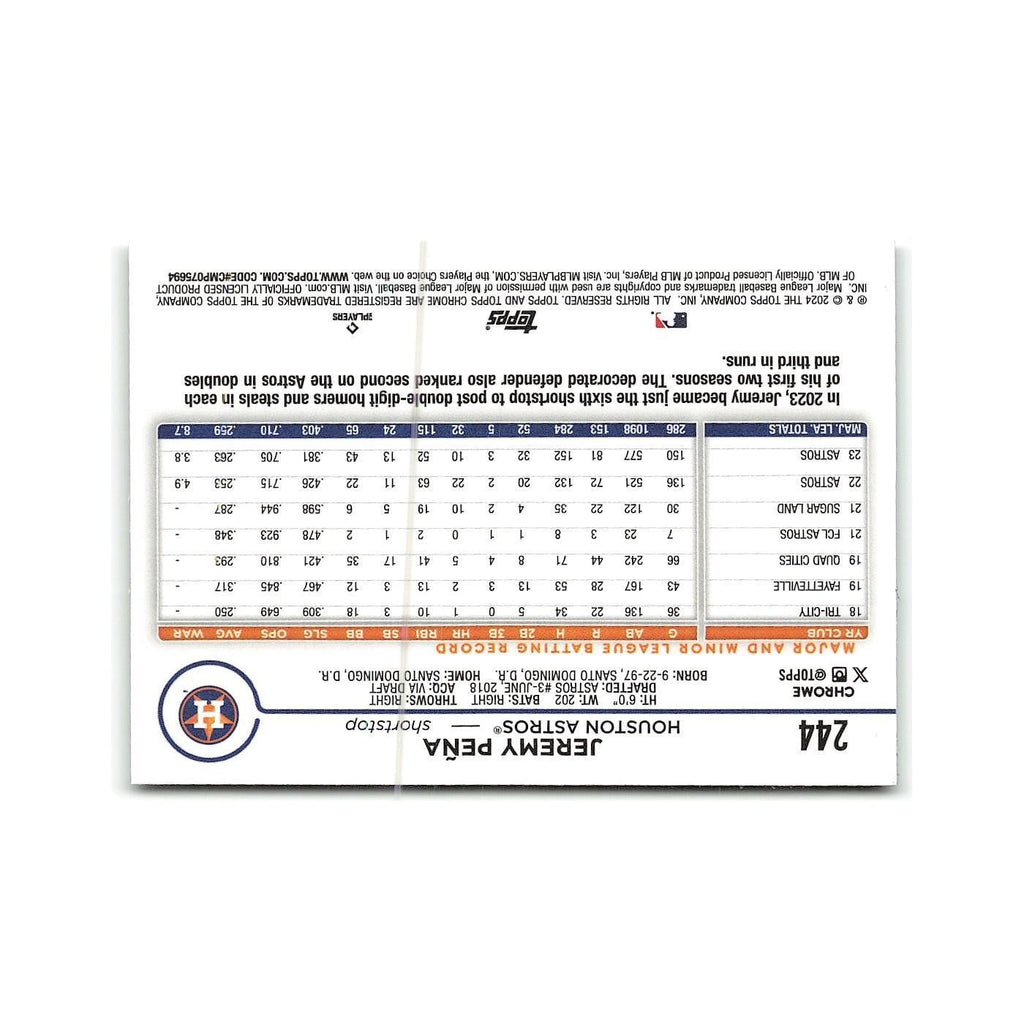 Jeremy Peña 2024 Topps Chrome #244 Houston Astros Baseball Card NM