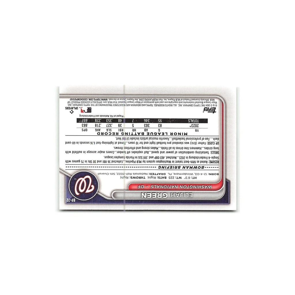 Elijah Green 2024 Bowman Prospects #BP-72 Washington Nationals Baseball Card NM