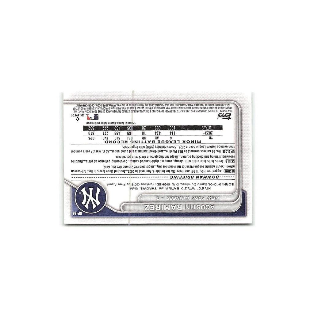 Agustin Ramirez 2024 Bowman Prospects #BP-85 New York Yankees Baseball Card NM