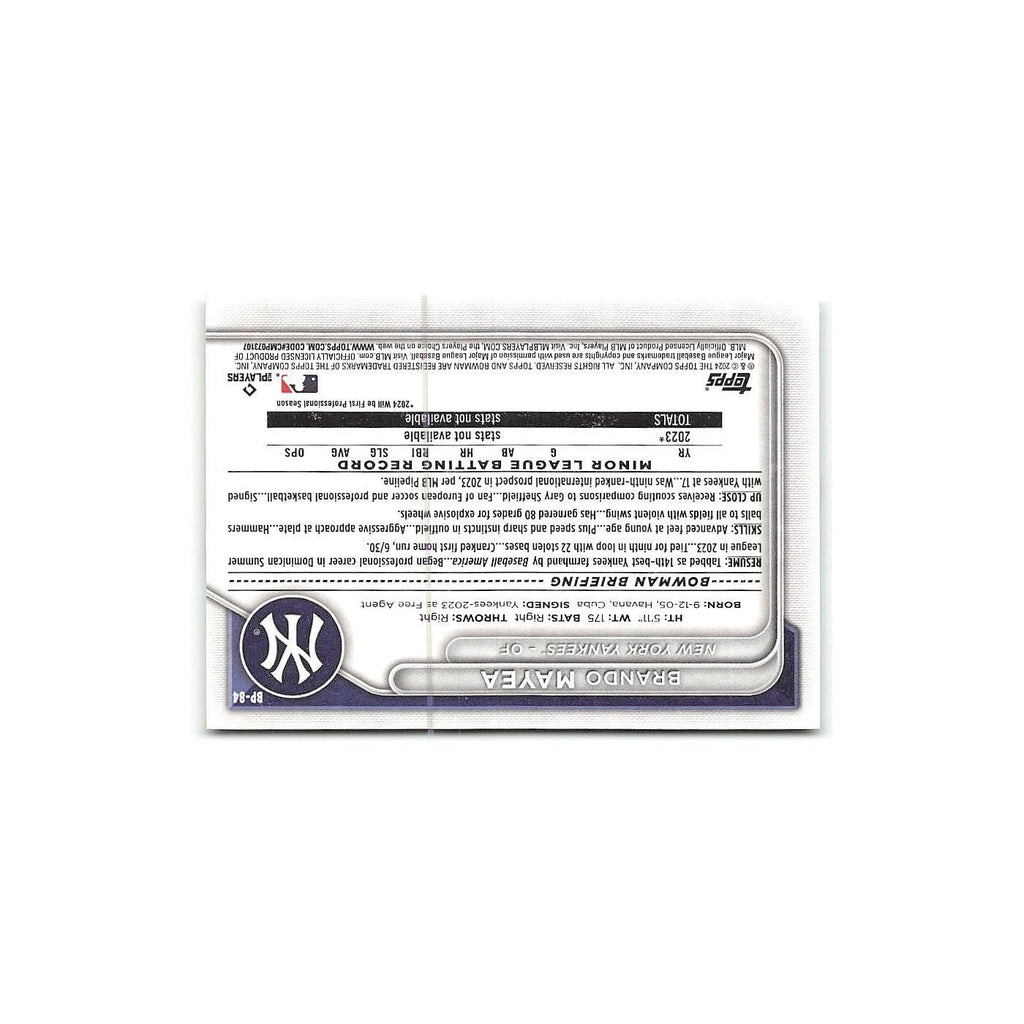 Brando Mayea 2024 Bowman Prospects #BP-84 New York Yankees Baseball Card NM