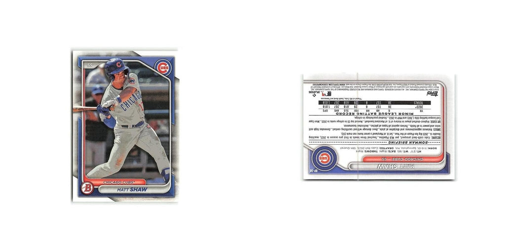Matt Shaw 2024 Bowman Prospects #BP-30 Chicago Cubs Baseball Card NM