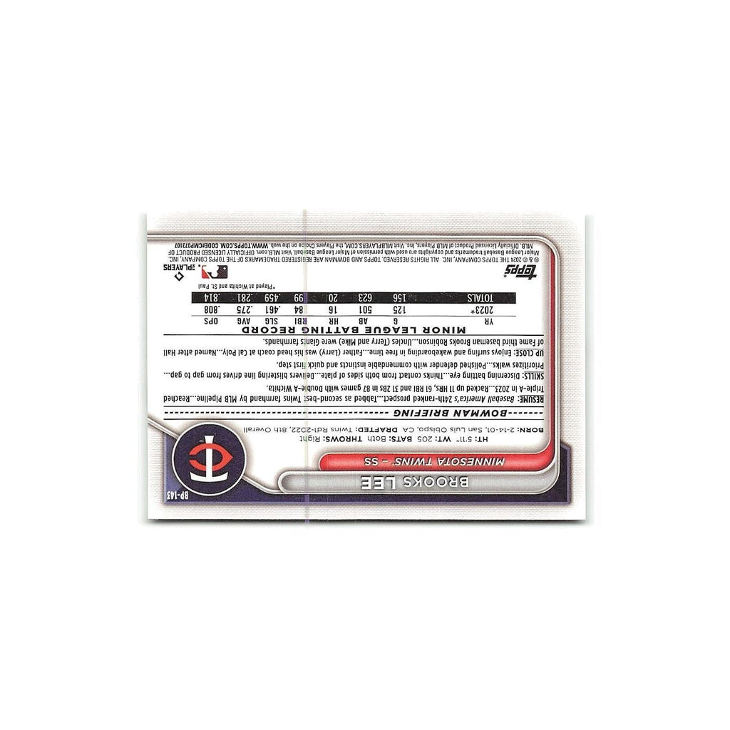 Brooks Lee 2024 Bowman Prospects #BP-143 Minnesota Twins Baseball Card NM