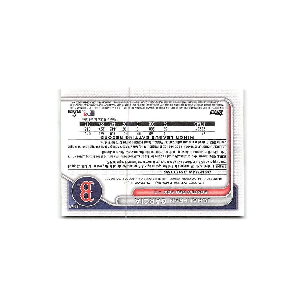Johanfran Garcia 2024 Bowman Prospects #BP-49 Boston Red Sox Baseball Card NM