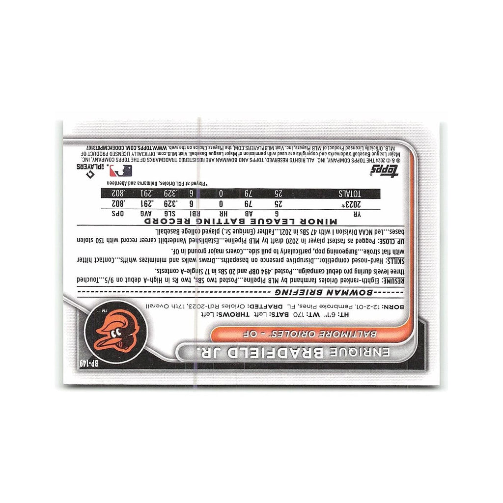 Enrique Bradfield Jr. 2024 Bowman Prospects #BP-149 Baltimore Orioles NM