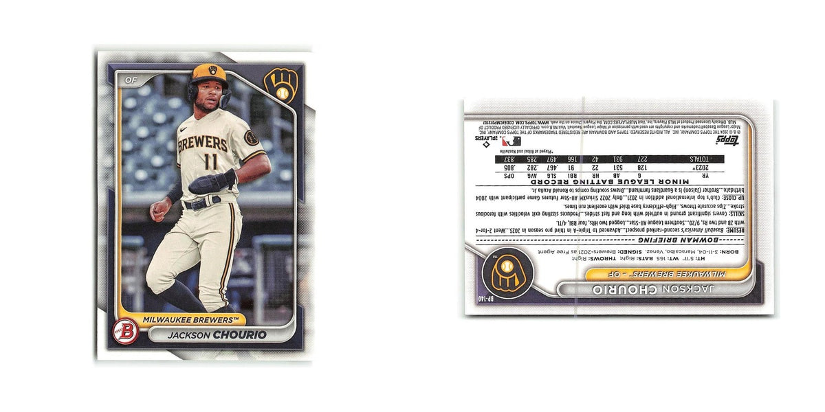Jackson Chourio 2024 Bowman Prospects #BP-140 Milwaukee Brewers Baseball Card NM