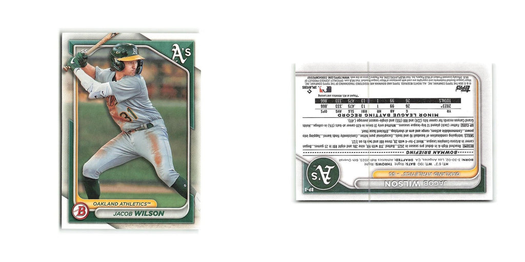 Jacob Wilson 2024 Bowman Prospects #BP-3 Oakland Athletics Baseball Card NM