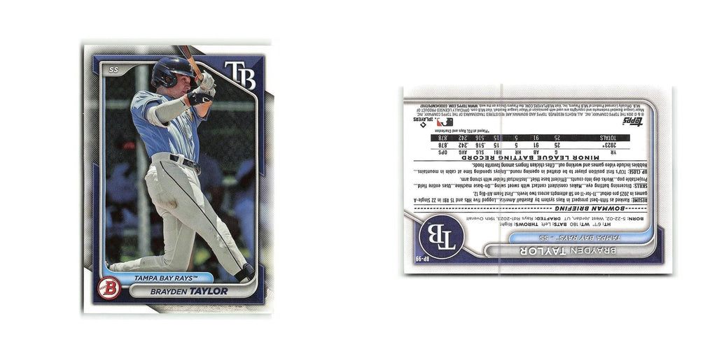 Brayden Taylor 2024 Bowman Prospects #BP-99 Tampa Bay Rays Baseball Card NM