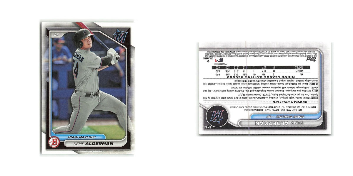 Kemp Alderman 2024 Bowman Prospects #BP-82 Miami Marlins Baseball Card NM