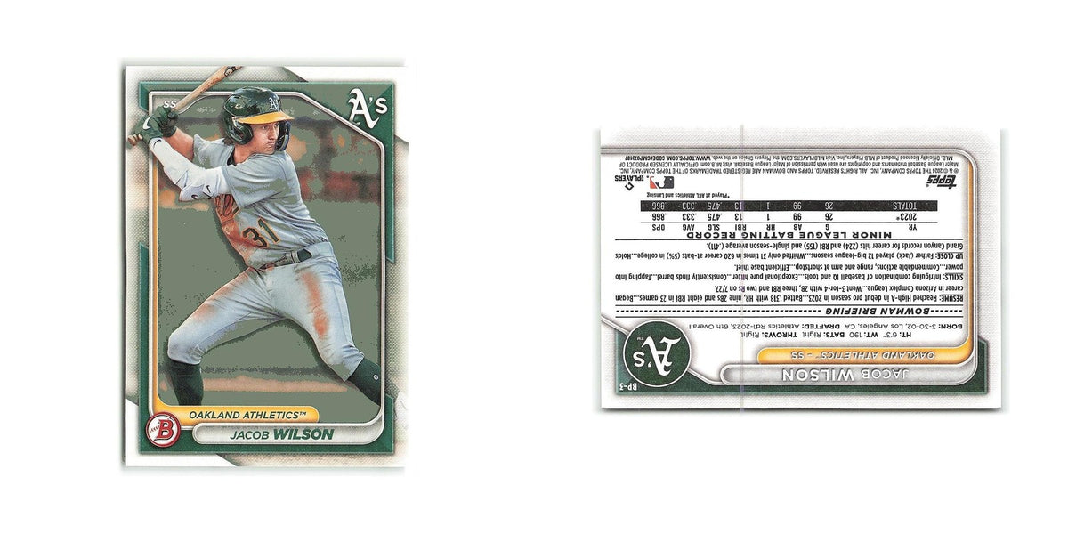 Jacob Wilson 2024 Bowman Prospects #BP-3 Oakland Athletics Baseball Card NM