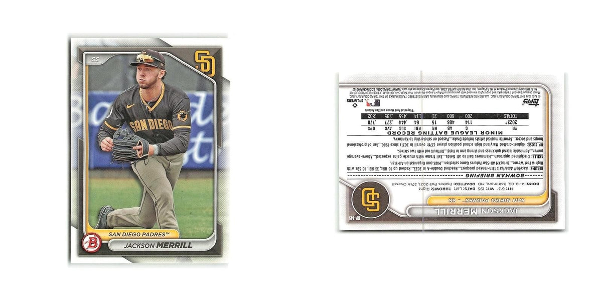 Jackson Merrill 2024 Bowman Prospects #BP-145 San Diego Padres Baseball Card NM