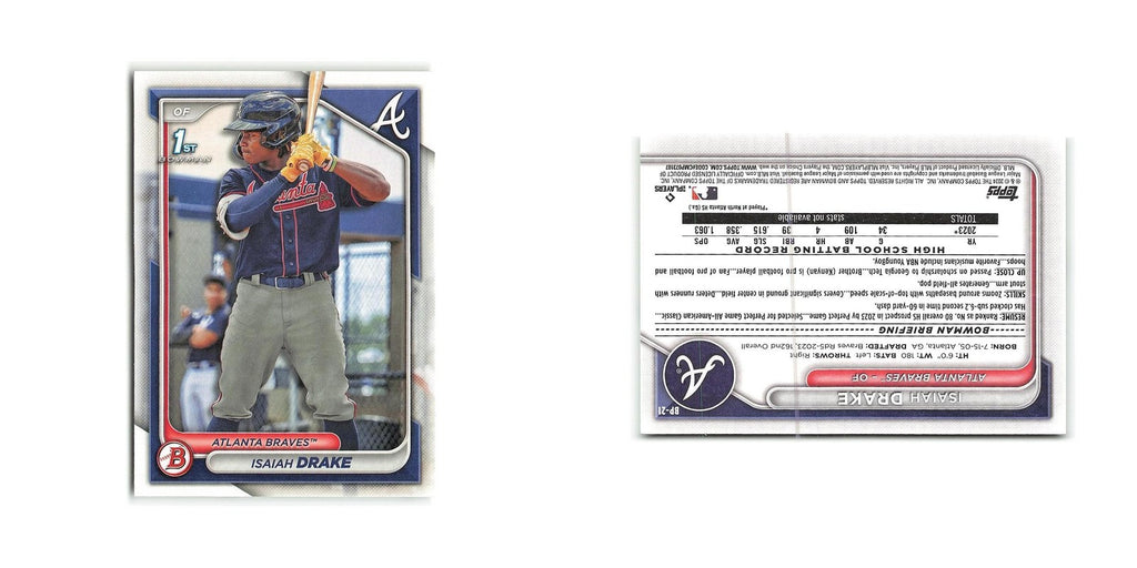 Isaiah Drake 2024 Bowman Prospects #BP-21 Atlanta Braves Baseball Card NM