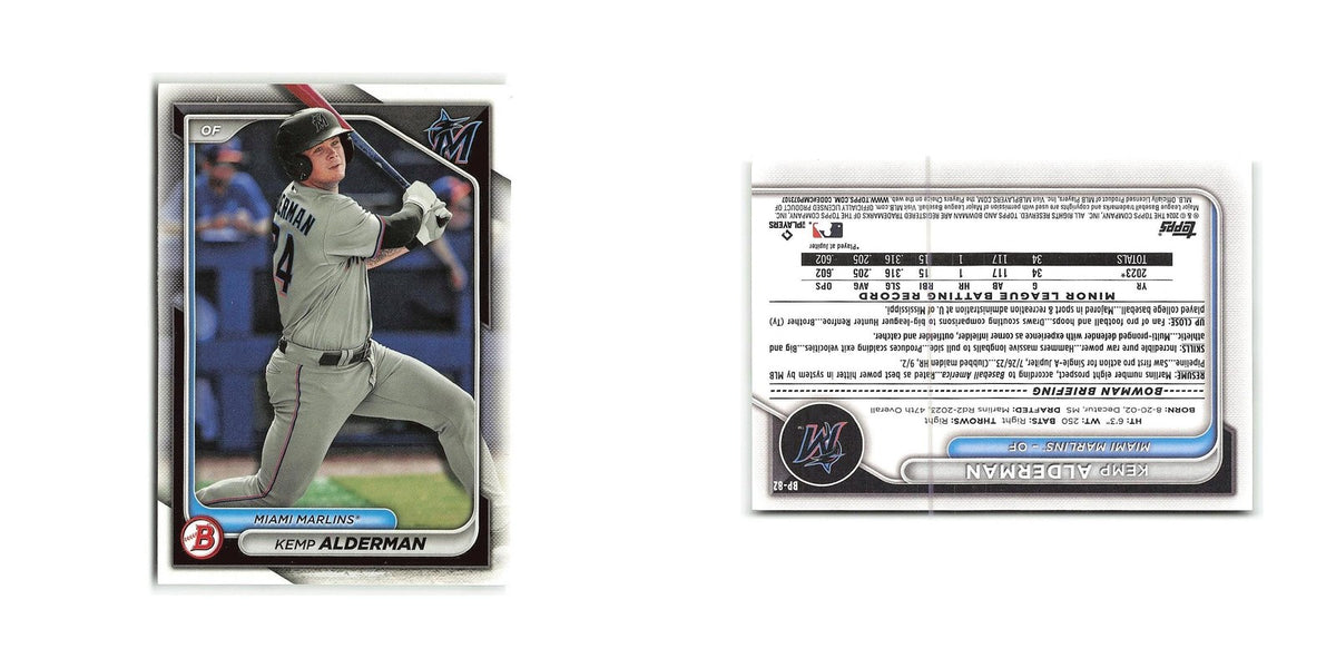 Kemp Alderman 2024 Bowman Prospects #BP-82 Miami Marlins Baseball Card NM