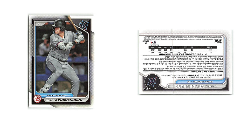 Brock Vradenburg 2024 Bowman Prospects #BP-62 Miami Marlins Baseball Card NM