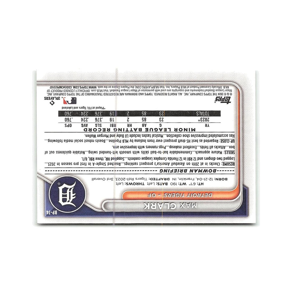 Max Clark 2024 Bowman Prospects #BP-74 Detroit Tigers Baseball Card NM