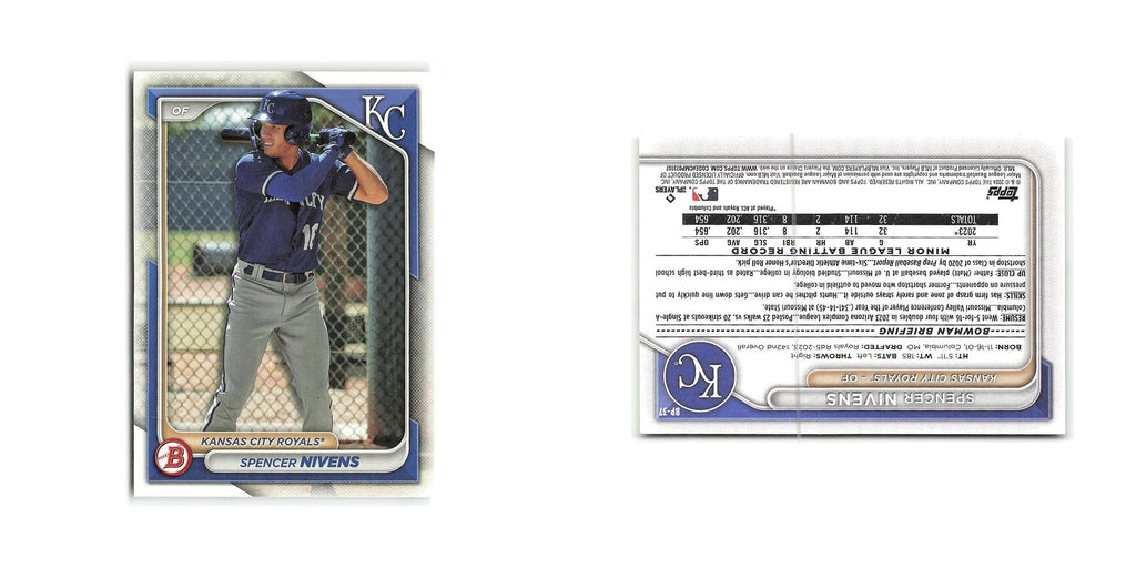 Spencer Nivens 2024 Bowman Prospects #BP-37 Kansas City Royals Baseball Card NM