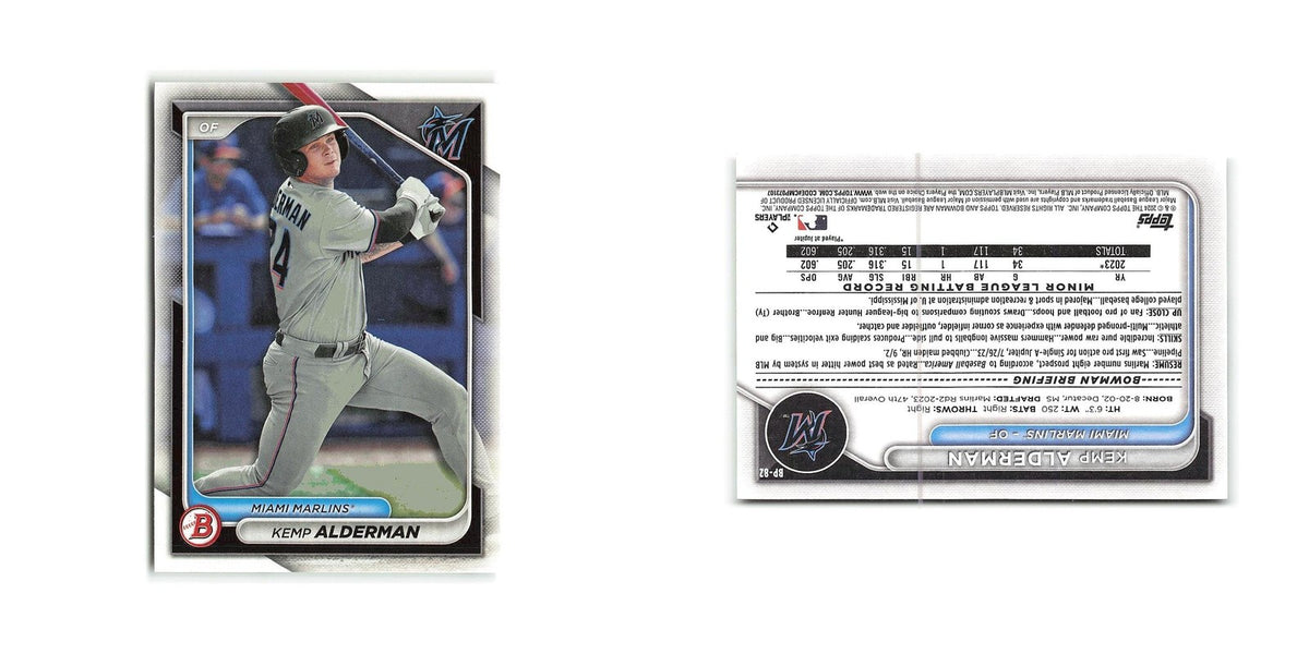 Kemp Alderman 2024 Bowman Prospects #BP-82 Miami Marlins Baseball Card NM