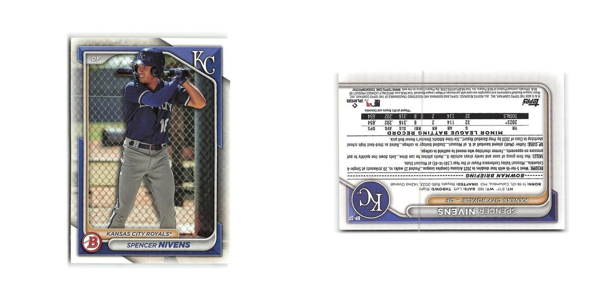 Spencer Nivens 2024 Bowman Prospects #BP-37 Kansas City Royals Baseball Card NM