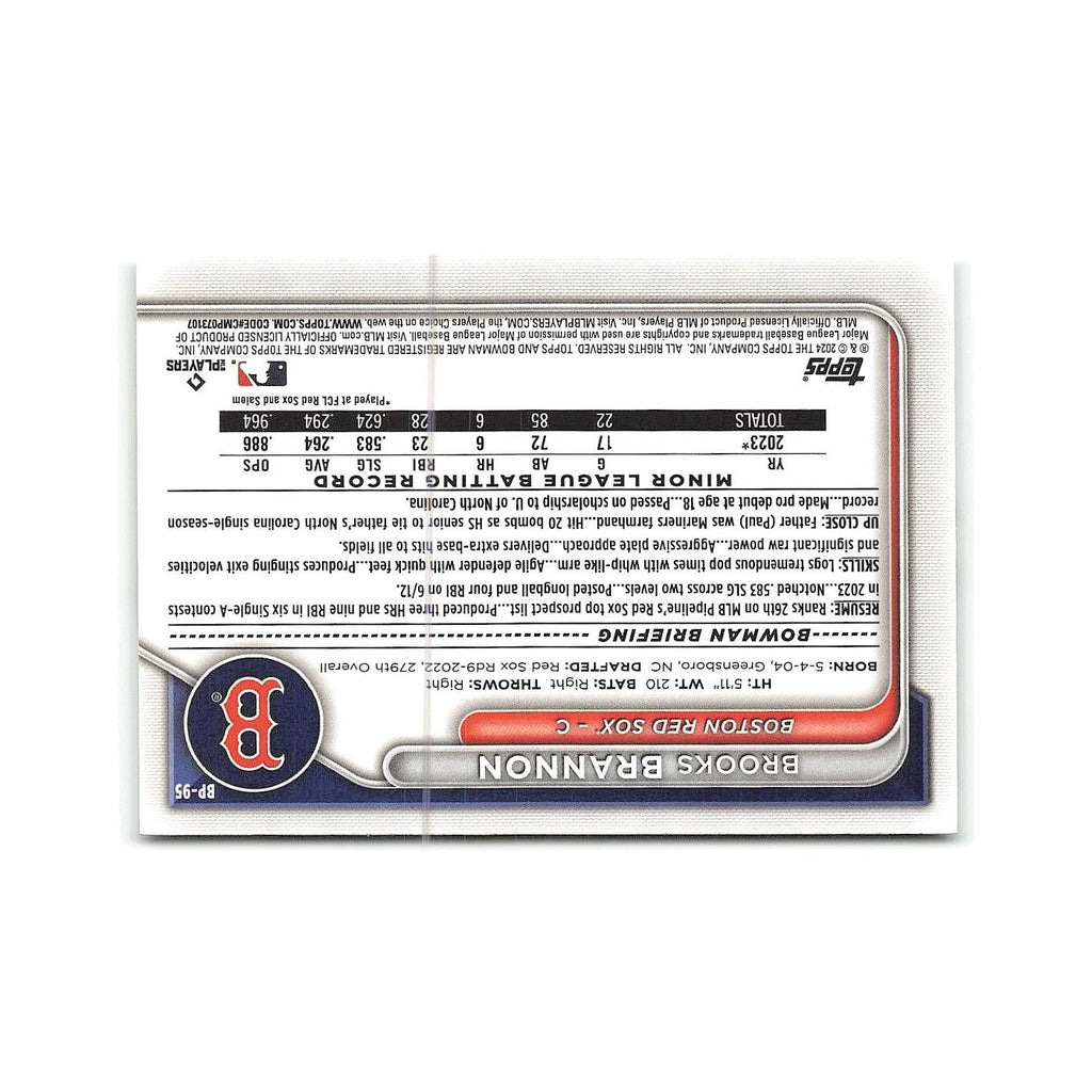 Brooks Brannon 2024 Bowman Prospects #BP-95 Boston Red Sox Baseball Card NM