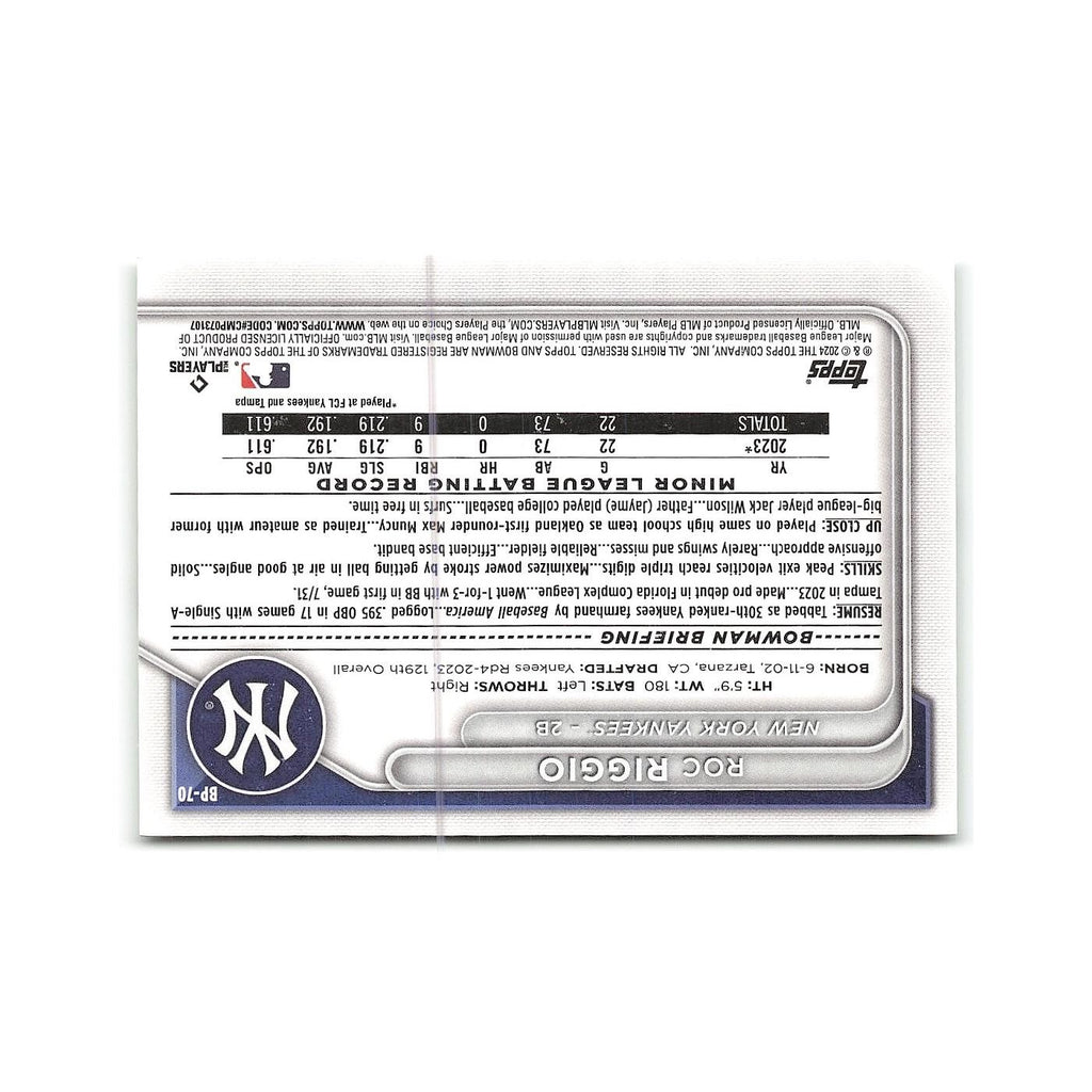 Roc Riggio 2024 Bowman Prospects #BP-70 New York Yankees Baseball Card NM