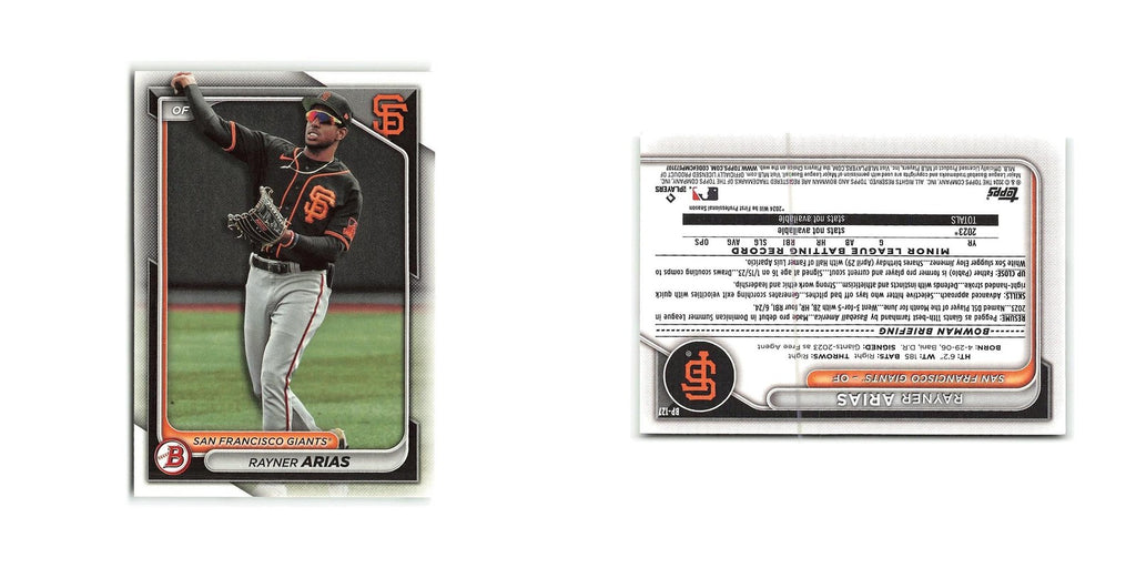 Rayner Arias 2024 Bowman Prospects #BP-127 San Francisco Giants Baseball Card NM
