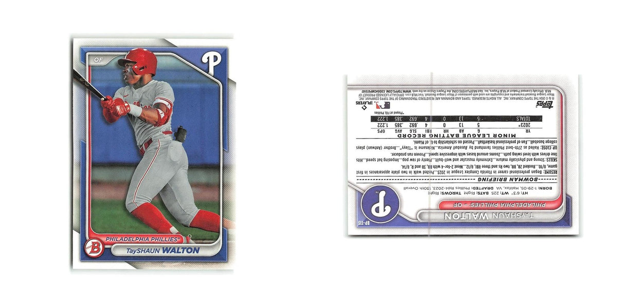 TayShaun Walton 2024 Bowman Prospects #BP-113 Philadelphia Phillies NM