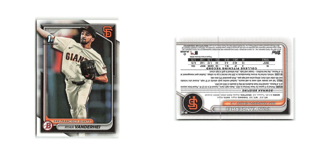 Ryan Vanderhei 2024 Bowman Prospects #BP-15 San Francisco Giants NM