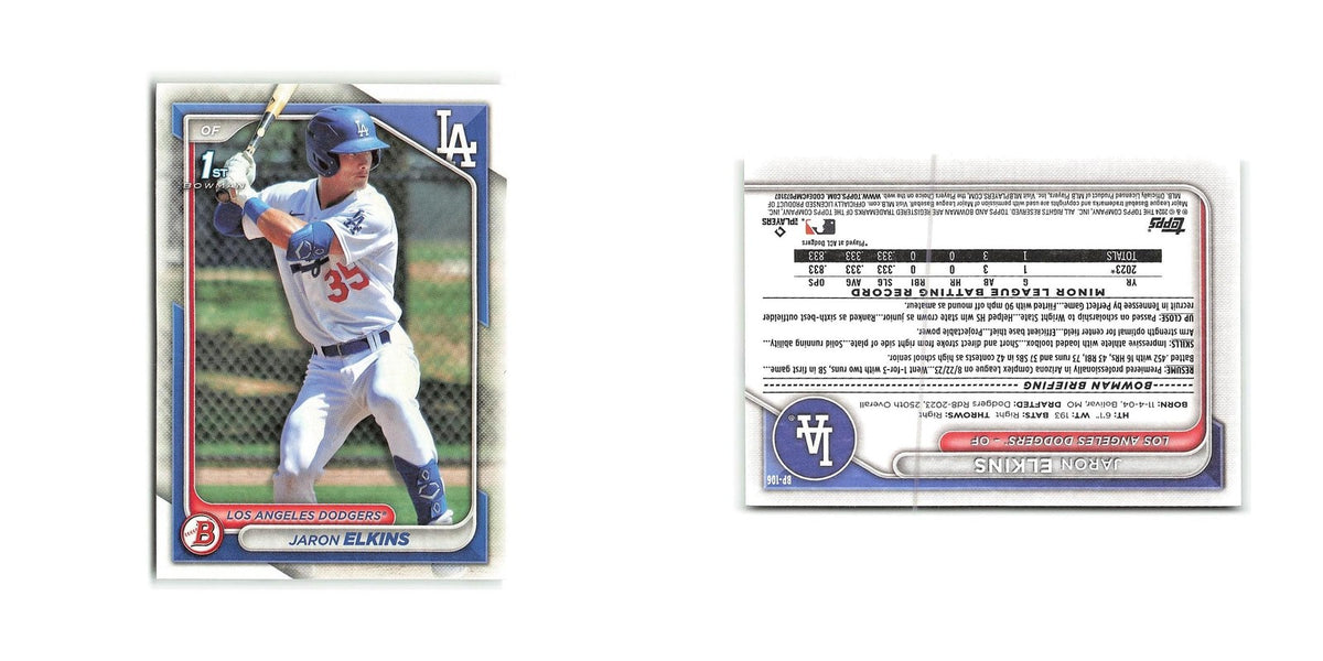 Jaron Elkins 2024 Bowman Prospects #BP-106 Los Angeles Dodgers Baseball Card NM