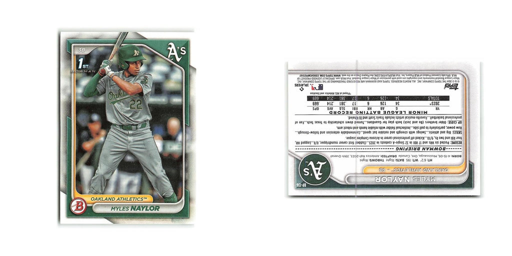 Myles Naylor 2024 Bowman Prospects #BP-136 Oakland Athletics Baseball Card NM