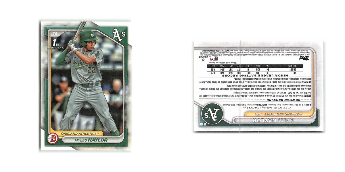 Myles Naylor 2024 Bowman Prospects #BP-136 Oakland Athletics Baseball Card NM