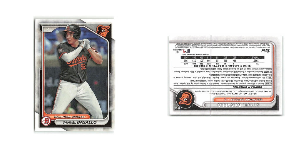 Samuel Basallo 2024 Bowman Prospects #BP-38 Baltimore Orioles Baseball Card NM