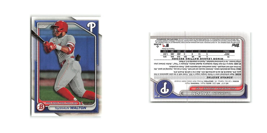 TayShaun Walton 2024 Bowman Prospects #BP-113 Philadelphia Phillies NM