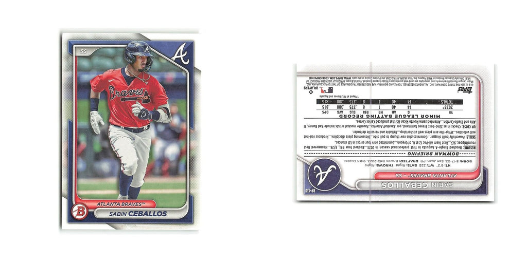 Sabin Ceballos 2024 Bowman Prospects #BP-130 Atlanta Braves Baseball Card NM