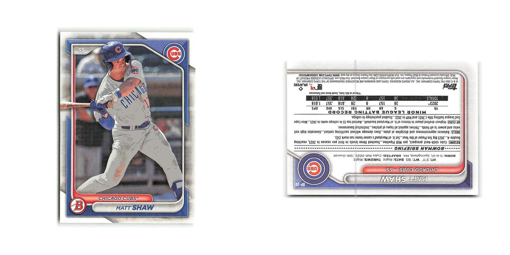 Matt Shaw 2024 Bowman Prospects #BP-30 Chicago Cubs Baseball Card NM