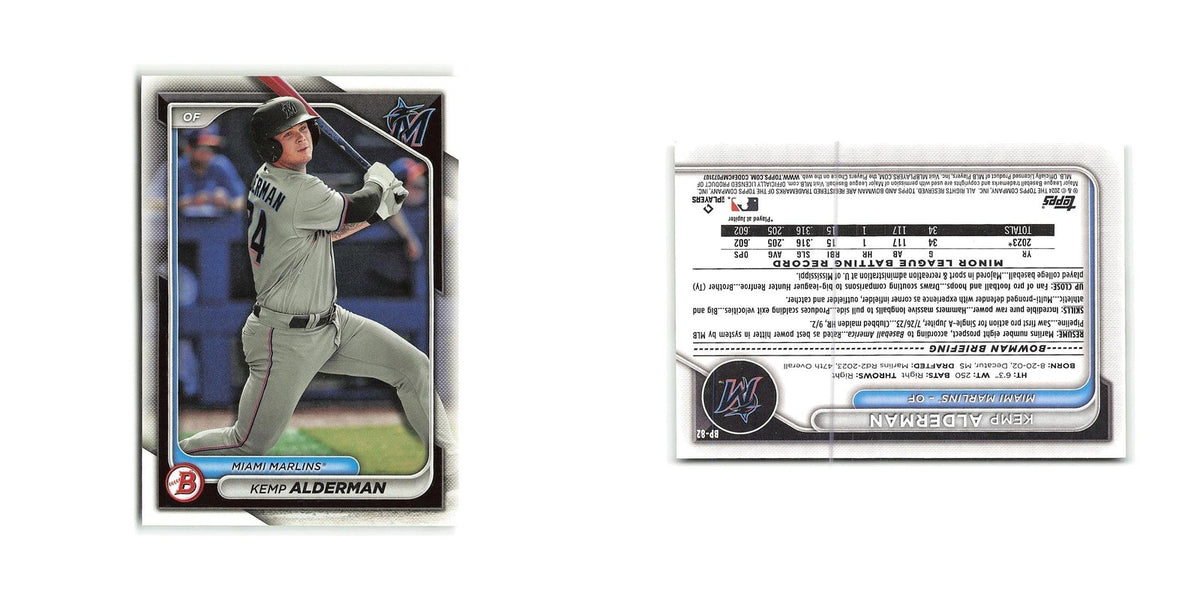 Kemp Alderman 2024 Bowman Prospects #BP-82 Miami Marlins Baseball Card NM