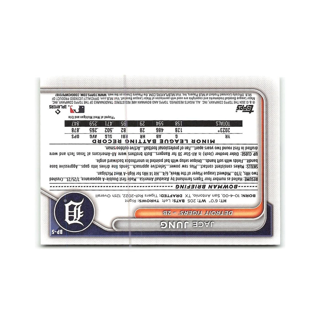 Jace Jung 2024 Bowman Prospects #BP-5 Detroit Tigers Baseball Card NM